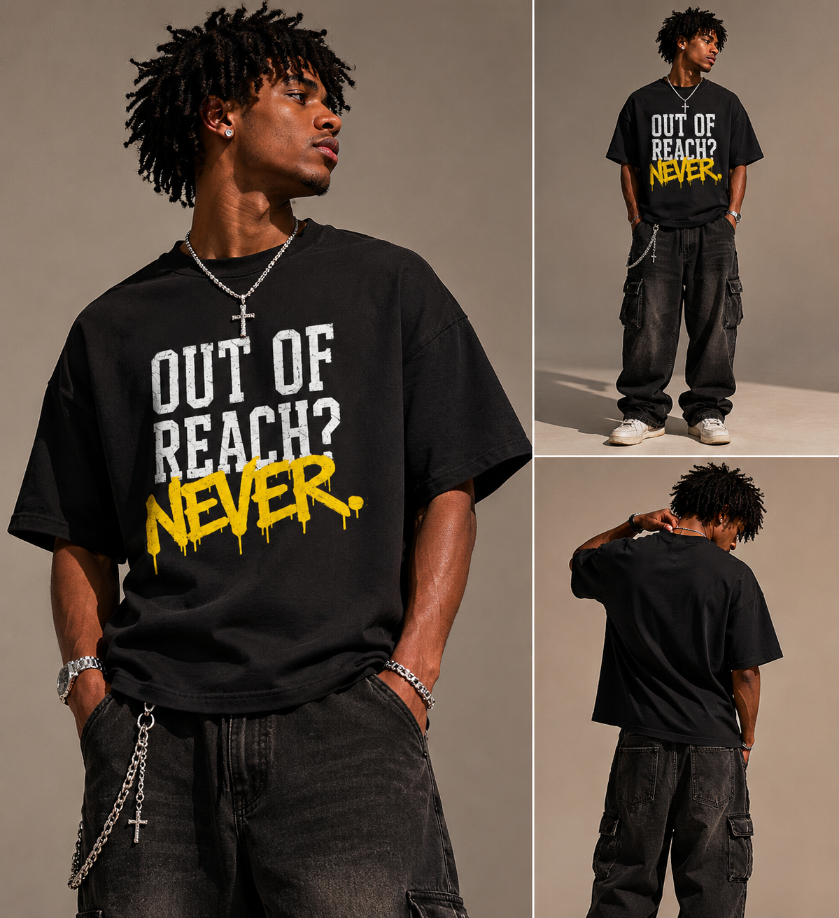 "Out of Reach? NEVER." Tee