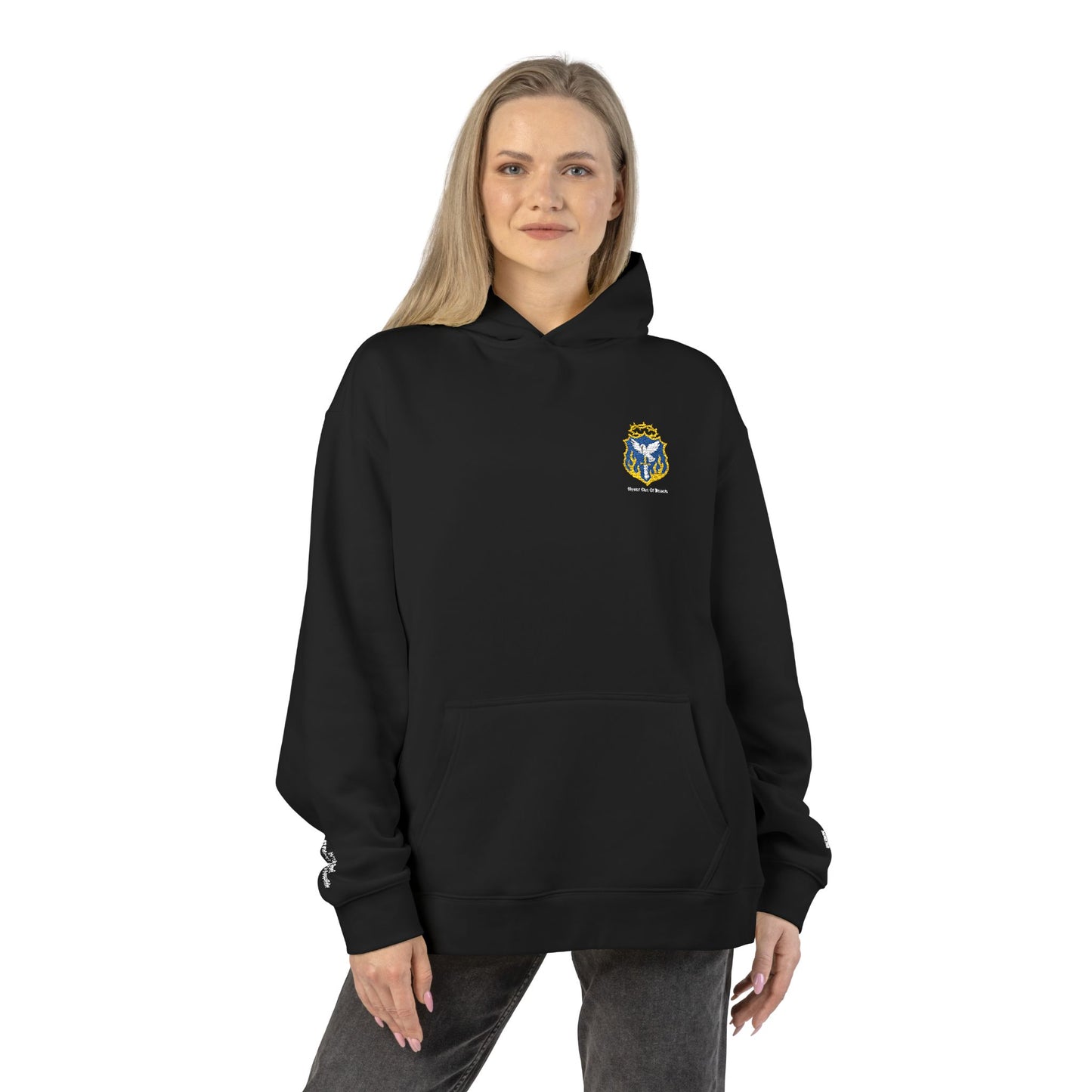 "NEVER OUT OF REACH" BLACK SIGNATURE HOODIE